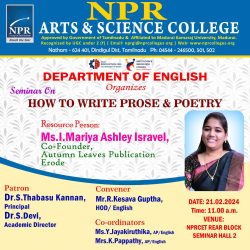 Seminar on How to Write Prose & Poetry Seminar on How to Write Prose & Poetry