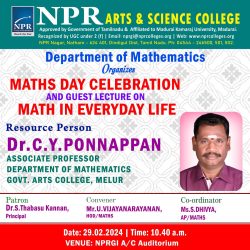 Maths Day Celebrations & Guest Lecture on Math in Everyday Life Maths Day Celebrations & Guest Lecture on Math in Everyday Life