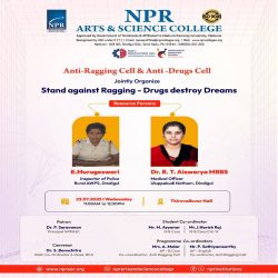 Awareness Programme on Stand Against Ragging – Drugs Destroy Dreams Awareness Programme on Stand Against Ragging – Drugs Destroy Dreams